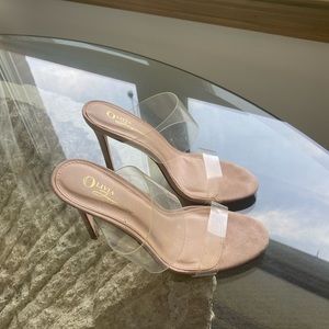 Nude Heels with Clear Straps